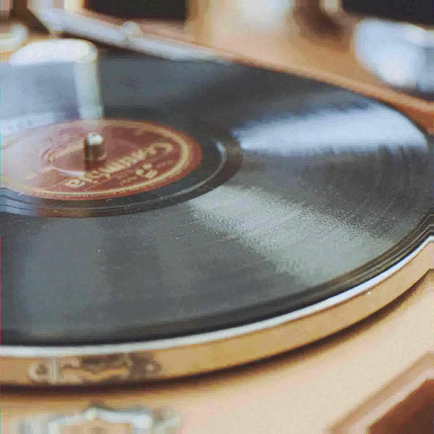 A record spinning on a home player.