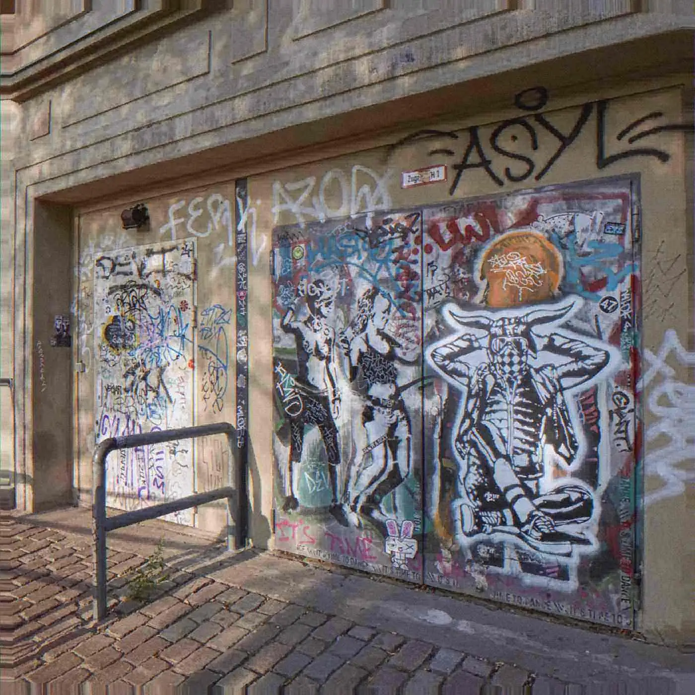 Graffiti steel doors, Berlin. Photo by Michael Mayer, CC BY 2.0.
