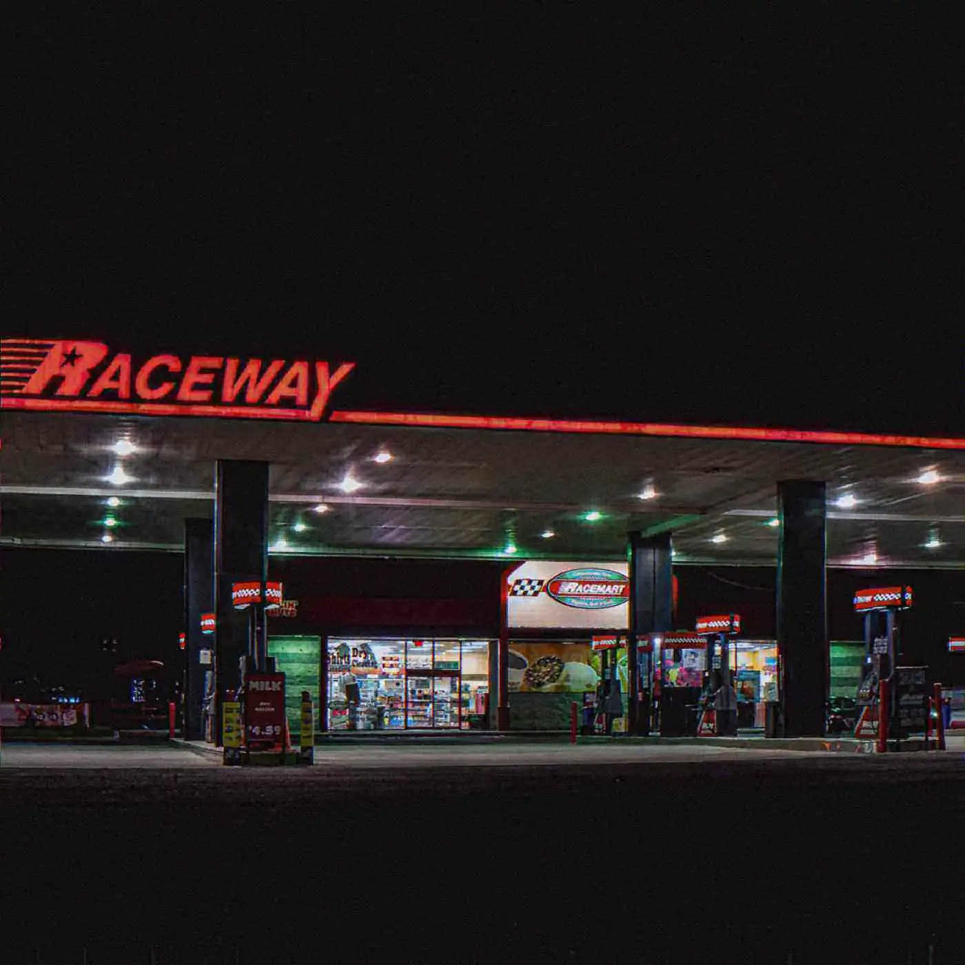 A gas station at night. Photo: Doug Davey, CC BY 2.0.