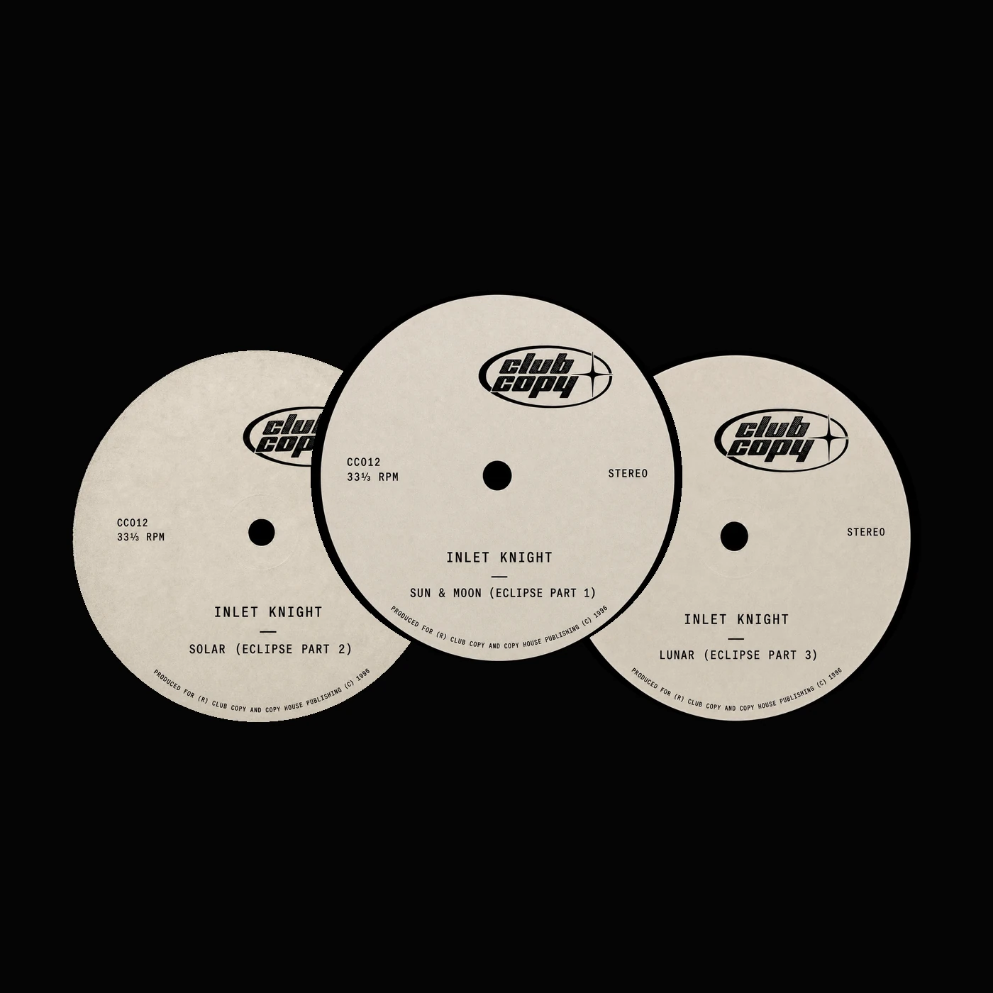 Sun & Moon, Solar, and Lunar vinyl labels — Eclipse Parts 1–3